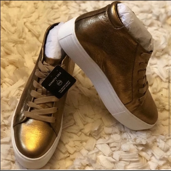 Brand New! Kenneth Cole Gold High Top Sneakers - Picture 4 of 8